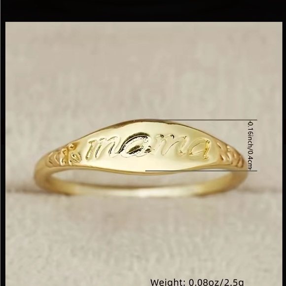 HOT DEAL!! 🔥 Gold “Mama” Floral Minimalist Ring - Picture 2 of 5
